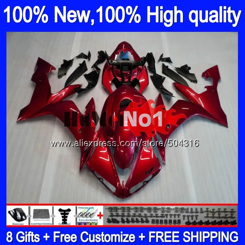 Средства ухода за кожей для YAMAHA YZF R 1 1000 CC YZF-1000 YZF1000 9MC. 7 1000CC YZF R1 YZF-R1 YZFR1 2004 2005 2006 04 05 06 обтекатель красный жемчуг - Цвет: No. 1
