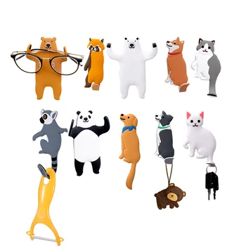 

1or 3PCs Wall Hook Creative Animal Hook Cartoon Design High-Strength Nail-Free Glue Strong Reusable Waterproof Towel Clothes Bag