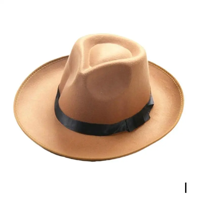 Зимняя Осенняя шерстяная Женская Шляпа Fedora, модная винтажная Женская фетровая шляпа с широкими полями - Цвет: I