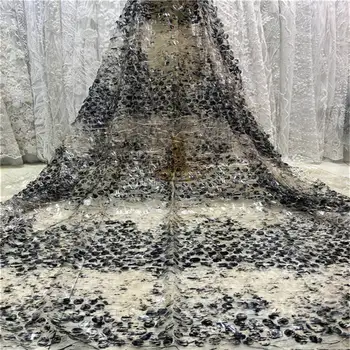 

2020 high quality sequence French Nigerian sequins net lace,African tulle mesh sequence lace fabric for dress 5yards/lot JF10103