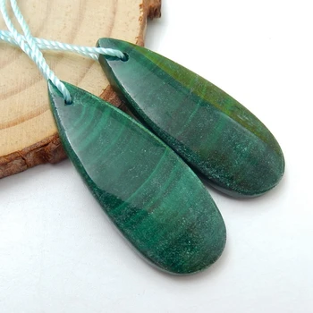 

Natural Malachite Teardrop Earrings Bead, stone for earrings making, 34X13X4mm, 8.6g
