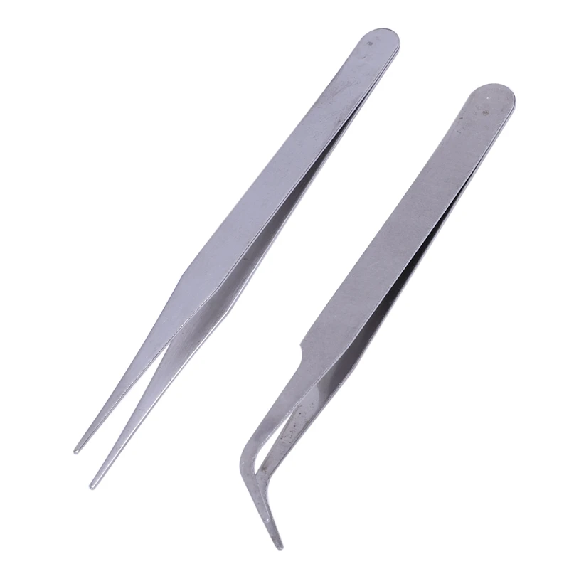 

2 X Stainless Steel Nail Art Tweezer Tool Rhinestones Gems Eyelash Nail Art Acrylic Gel Picking Tool