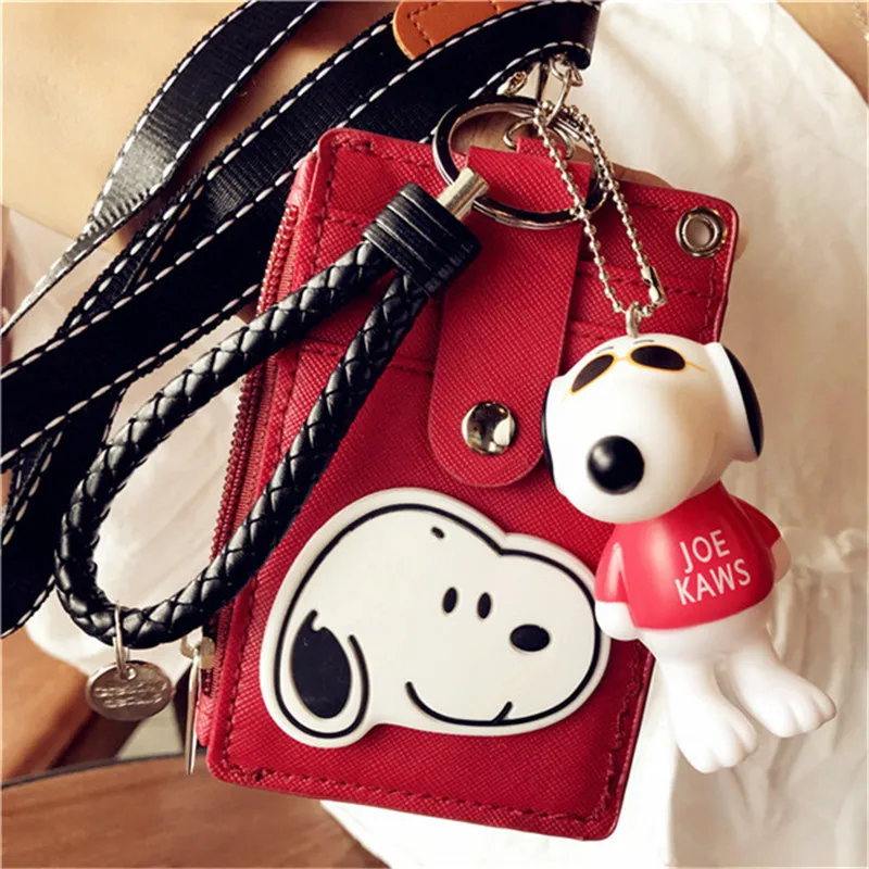 

New cute cartoon student id bag neck key chain creative bus card function card bag wallet Card & ID Holders
