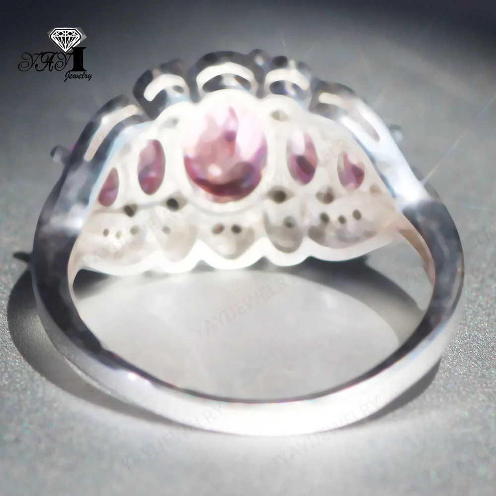 Ювелирные изделия yayi Мода Принцесса огранка 5.9CT розовый циркон серебряный цвет обручальные кольца для влюбленных вечерние кольца 1098