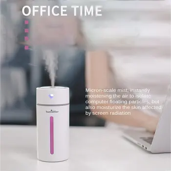 

Ultrasonic Air Humidifier Cup Aroma Diffuser Air Purifier Mist Maker USB with LED Lights for Home Car Office Mist Discharge 5v