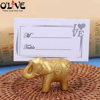 

10 Pcs Elephant Place Card Holder Golden Table Clamp Decoration Wedding Menu Support Card Seat Decorative Photo Holder Favors