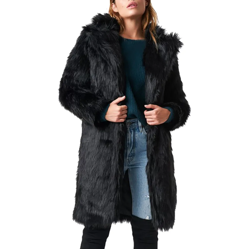 Ropa mujer куртки женские теплые из искусственного шубы меха зимние с v-образным