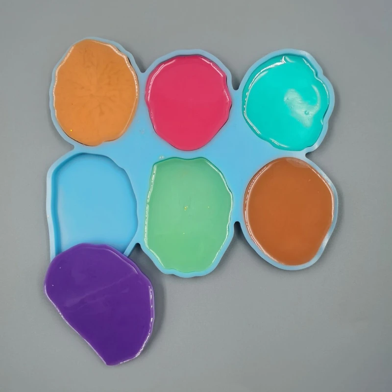 6 Cavity Hole Round Paint Palette Tray Silicone Mold Artist Paint