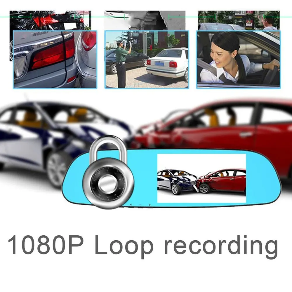 5,0 дюймов 140 градусов ультра широкоугольный объектив 1080P Автомобильный видеорегистратор gps зеркало заднего вида монитор камера заднего вида