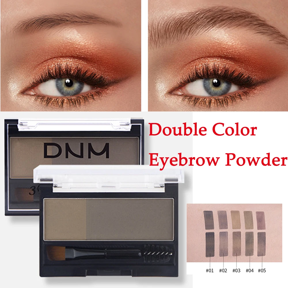 Double Color Eyebrow Powder Makeup Palette Natural Brown Eye Brow Enhancers 3D Eye Brows Shadow Cake Beauty Kit with Brush