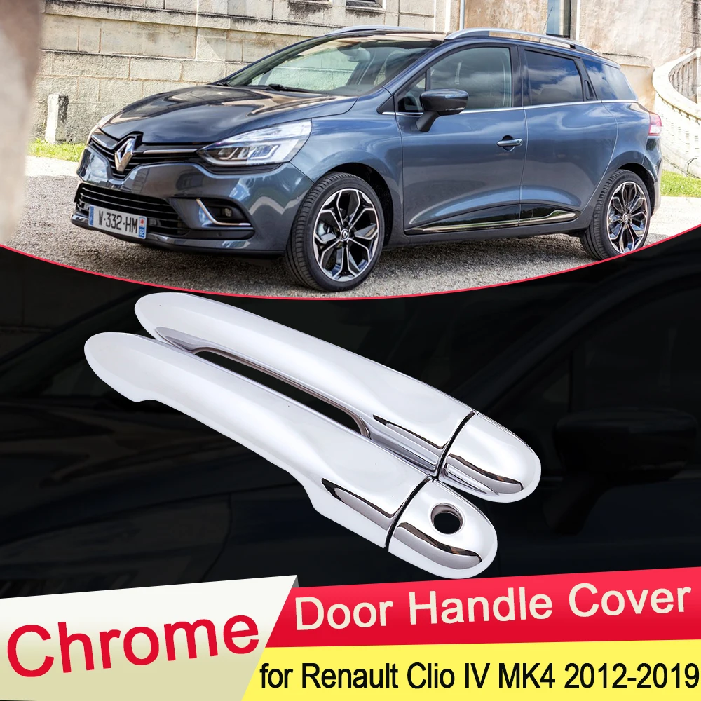 for Renault Clio IV MK4 2012 2013 2014 2015 2016 2017 2018 2019 Chrome Door Handle Cover Catch Trim Set Car Styling Accessories |
