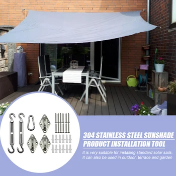 

Sun Shade Sail Installation Hardware Kit Stainless Steel with Carabiner Screw Travelling Easy Carrying Portable Parts