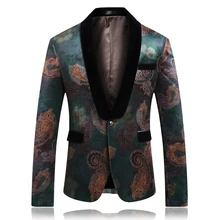 Fashion Men Long Sleeve One Button Blazer Jacket Plus Size 5XL Spring Slim Fit Print Suit Jackets Brand New Men Blazer