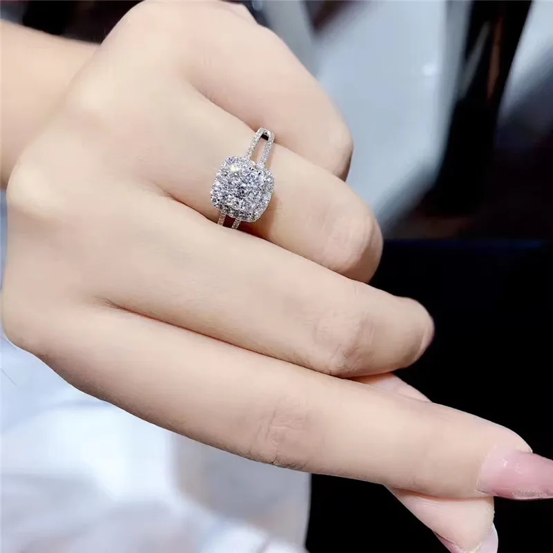 white gold 18k золотые кольца с бриллиантами роскошный и модный стиль для свадьбы - Цвет камня: white gold
