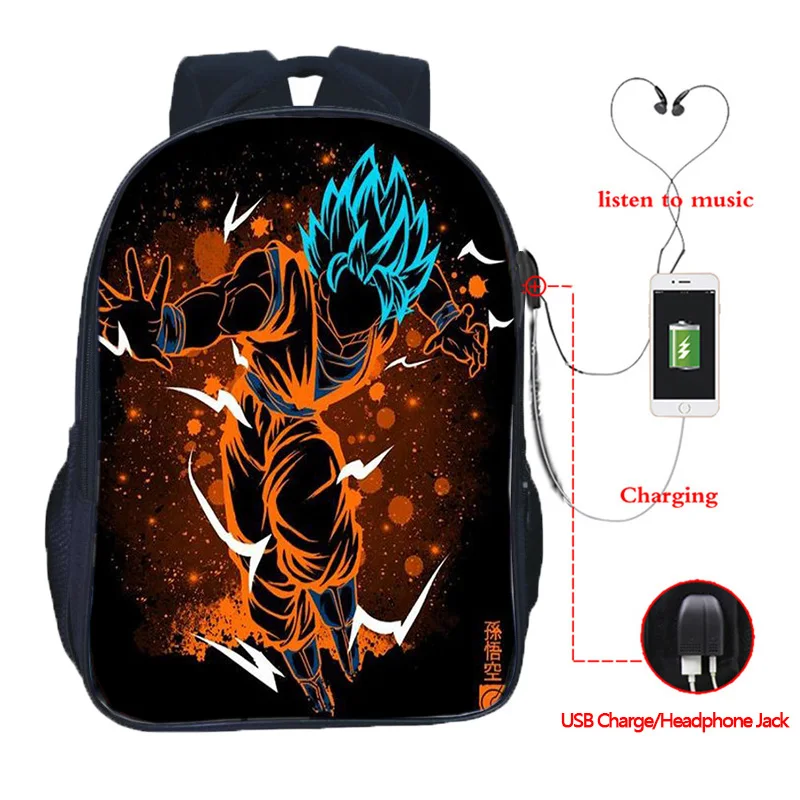 Dragon Ball Z Многофункциональный рюкзак Goku Vegeta школьные сумки для подростков девочек мальчиков зарядка через usb ноутбук рюкзак дорожные сумки - Цвет: 6