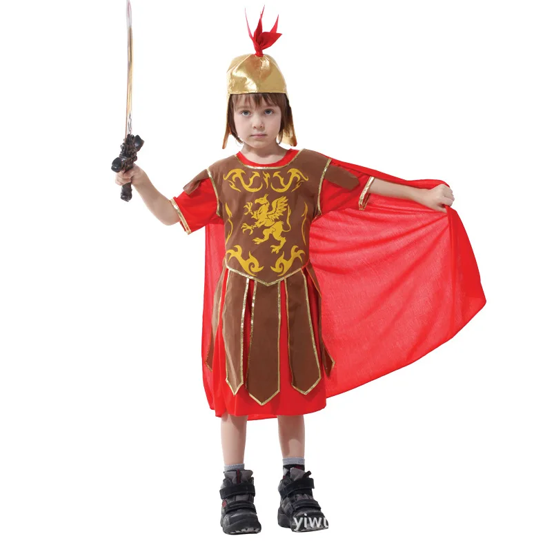 Дети древний Римский Воин Косплэй костюм детей Италия солдат маскарадная одежда, костюм для Хэллоуина для мальчиков праздник Пурим наборы