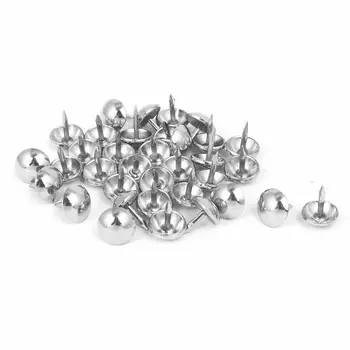 

9mm Head Dia 11mm Height Upholstery Nail Thumb Tacks Push Pin Silver Tone 300pcs
