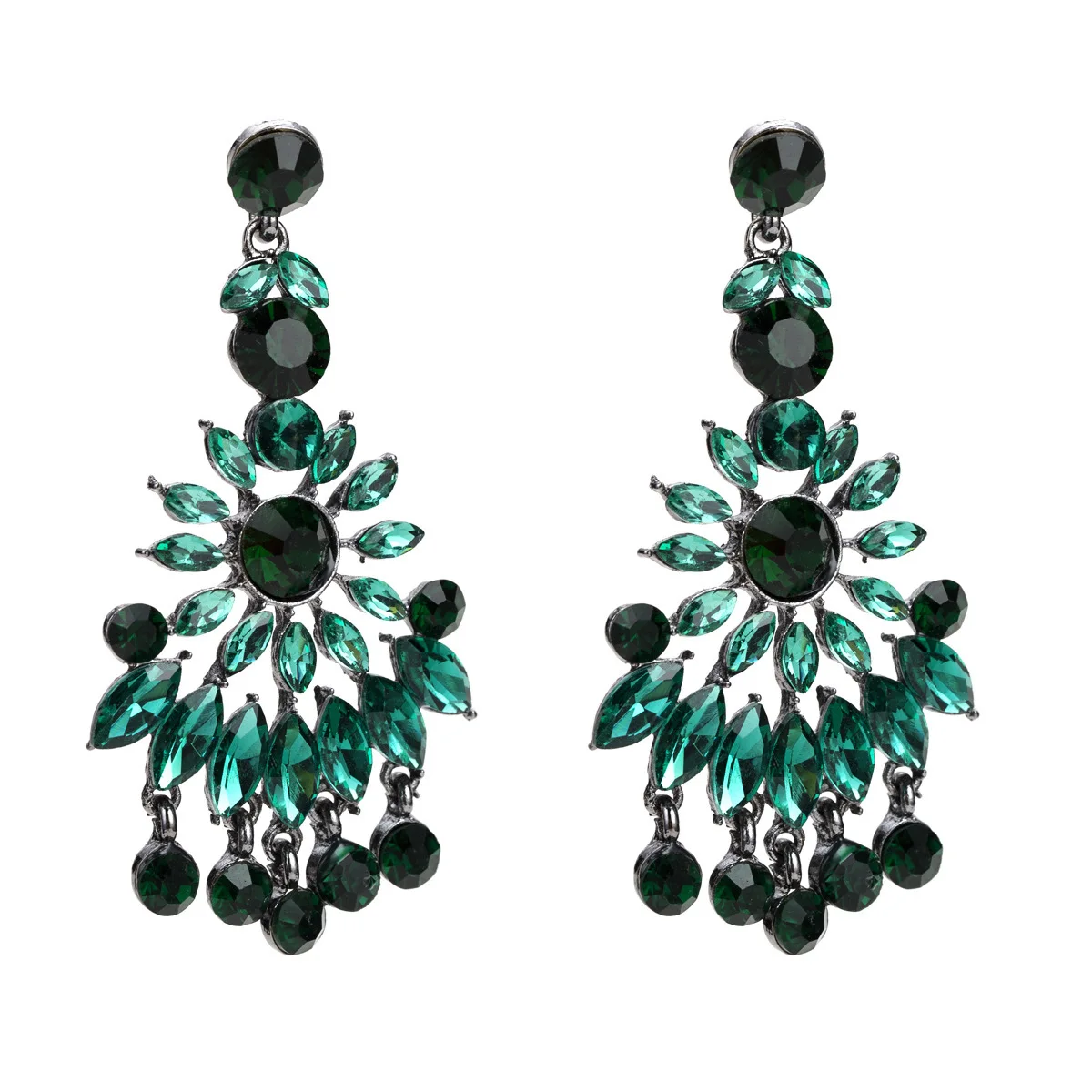 

Jouval Bohemia Ethnic Crystal Flower Tassel Drop Dangle Earrings For Women Luxury Long Hanging Earring Female Statement Jewelry