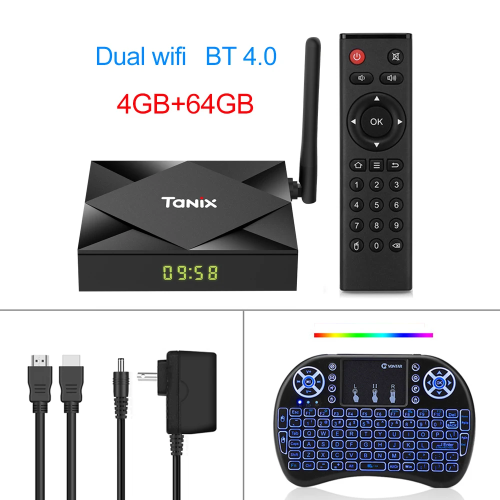 4G64G backlit i8 Tanix TX6S Android 10,0 ТВ приставка 4 Гб 64 Гб Allwinner H616 четырехъядерный 6K H.265 1080p двойной Wifi Google плеер Youtube телеприставка TX6 - Цвет: 4G64G backlit i8