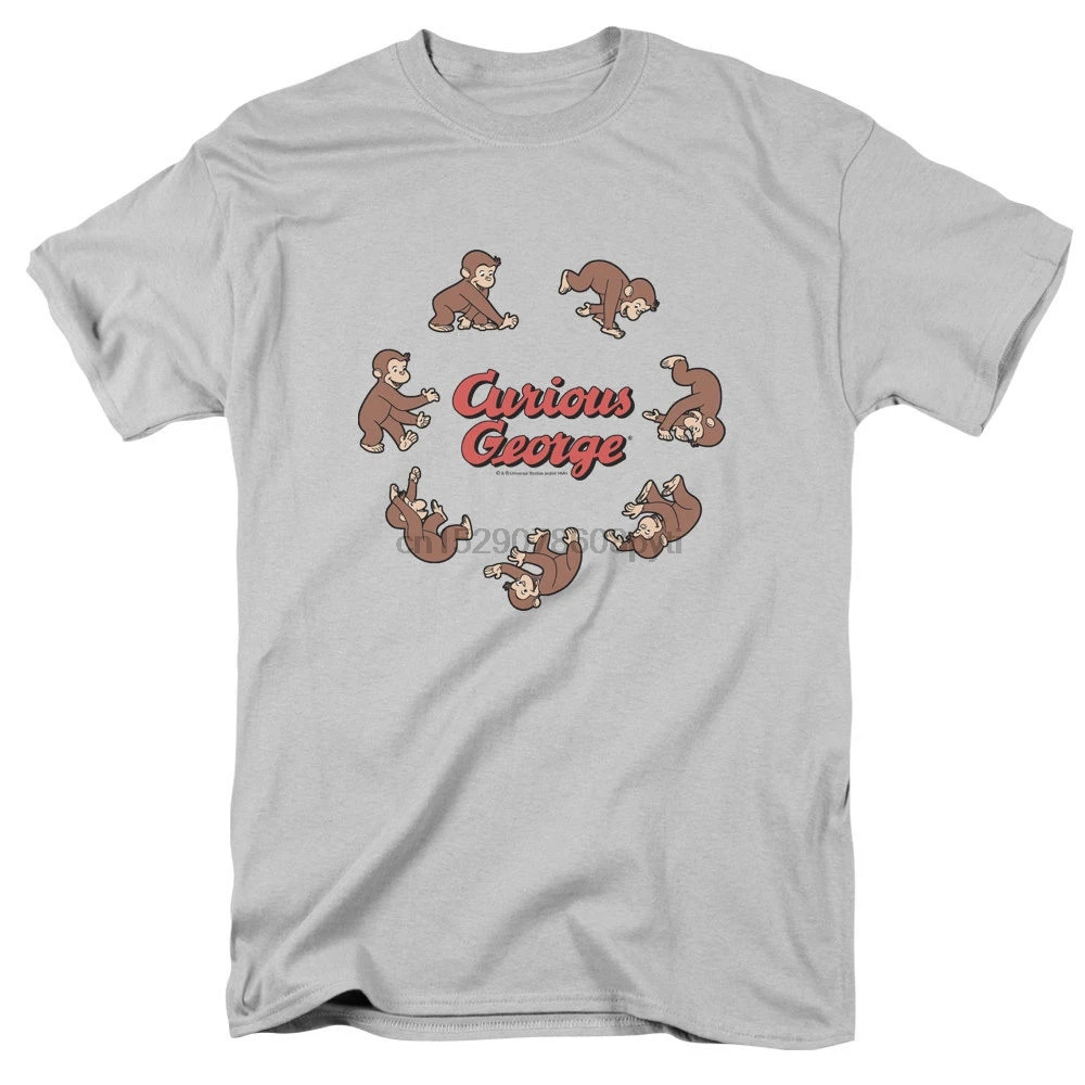 Curious George Poses ROLLING FUN DER Licensed Adult T-Shirt All Sizes