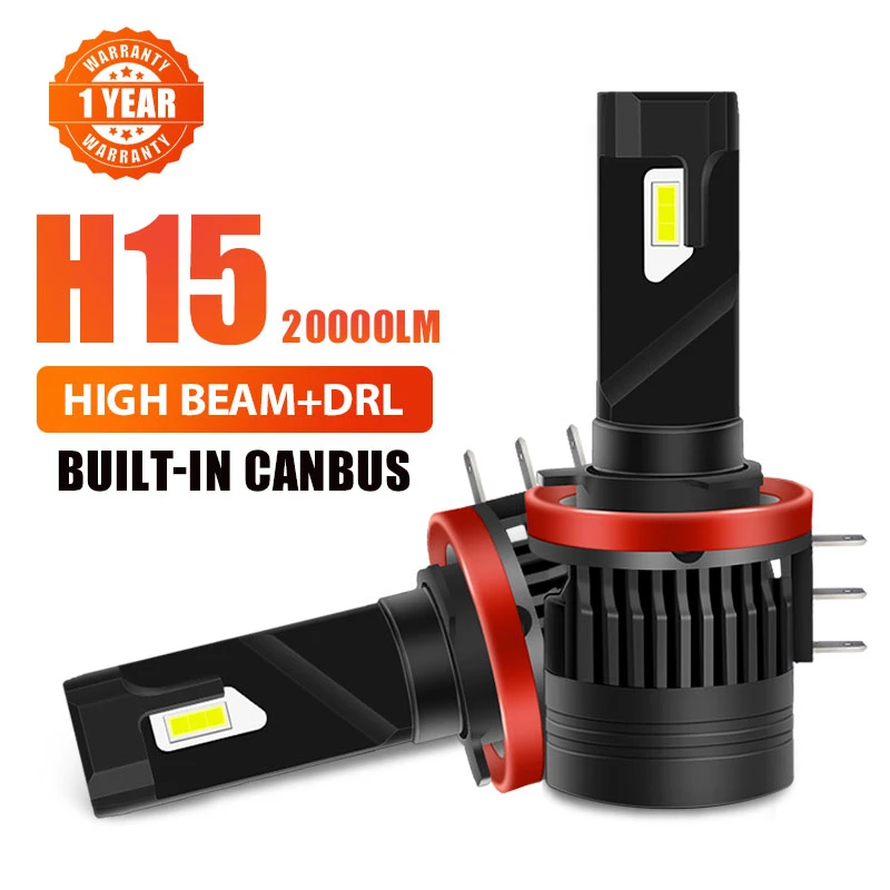 2 шт. Автомобильные светодиодные лампы H15 Canbus 12 В 6500K лм|Передние LED-фары для авто| |