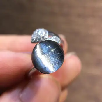 

Natural Brookite Platinum Silver Rutilated Quartz Adjustable Ring 9mm Woman Oval Love Gift 925 Sterling Silver Ring