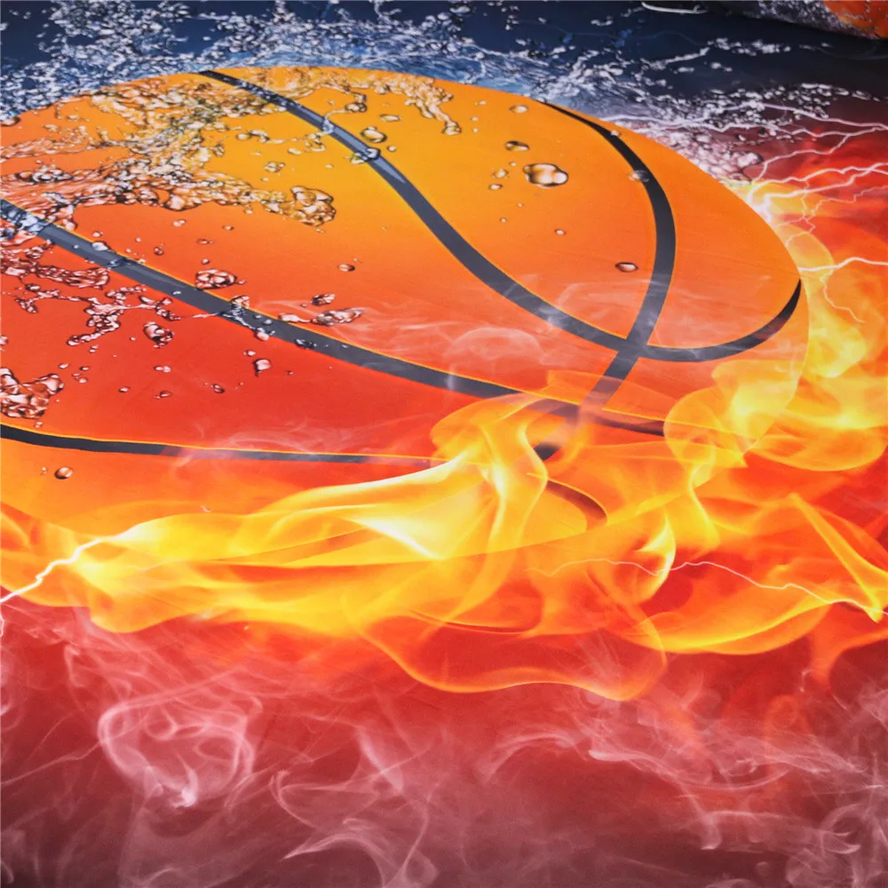 3D Bed Set Basketball and Fire Duvet Cover Sets Football Single Size Bed Cover Full Size Bed Linen China Bedding Kit
