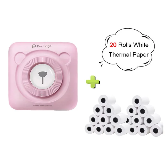 Pink 20 rolls paper Peripage A6 Bluetooth ручной фотопринтер маленький принтер мини принтер Карманный принтер для IOS Android системный телефон - Цвет: Pink 20 rolls paper