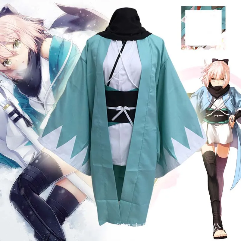 Japanese Samurai Kimono Haori Yukata Robes Fate Grand Order Anime Okita Souji Cosplay Costume Girl Party Dress Blue Coat Uniform Aliexpress
