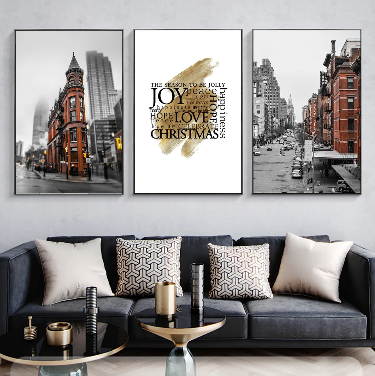 Brick Red Modern Architecture Poster Canvas Print Painting Wall Art Living Room Home Decoration | Дом и сад