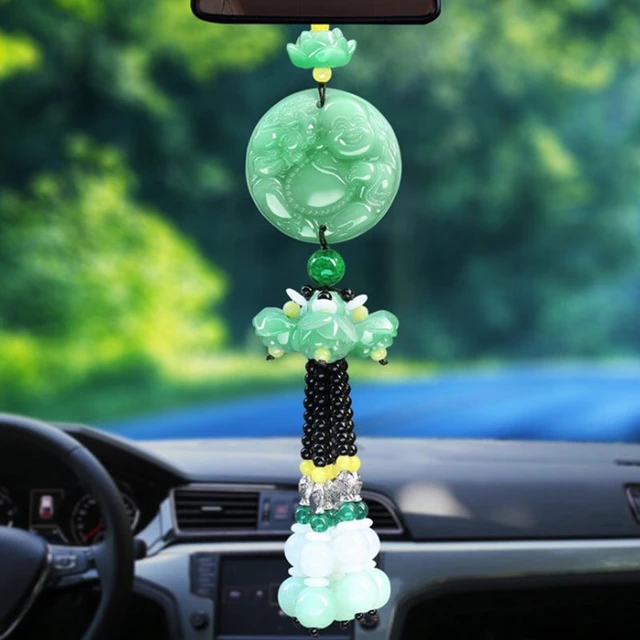 Boxwood beadle auto accessories vehicle safety Buddhist rearview mirror car  hanging ornaments inside lotus double ear pendant furnishing articles