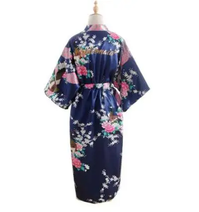 Шелковый халат атласный для подружки невесты, халат для подружки невесты, халат для мамы, халат, женское атласное свадебное кимоно, сексуальная ночная рубашка, платье, женский халат - Цвет: navy bridesmaid