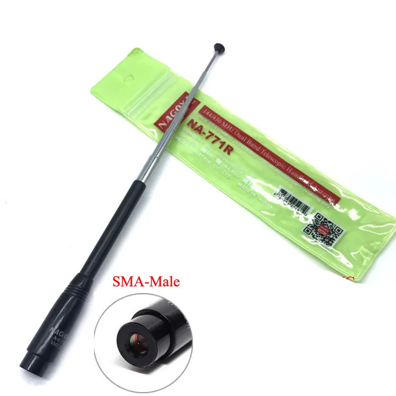 

NA-771R Nagoya 144/430MHz Dual Band SMA-Male Telescopic Antenna for Baofeng UV-3R Vertex VX-8R FT-250R TYT MD380 Walkie Talkie