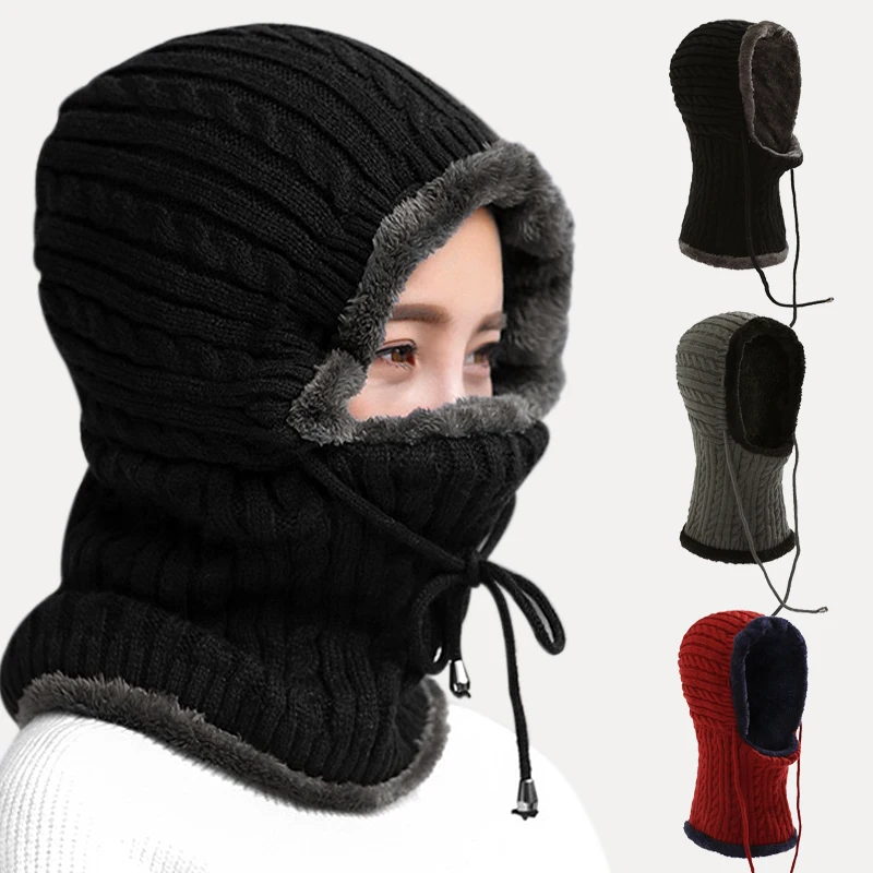 Зимняя вязаная шапка мужской шарф Skullies вязаные шапочки зимние, шапки женские шапки Gorras маска капота брендовая шапка плюс бархатная толстая шерсть