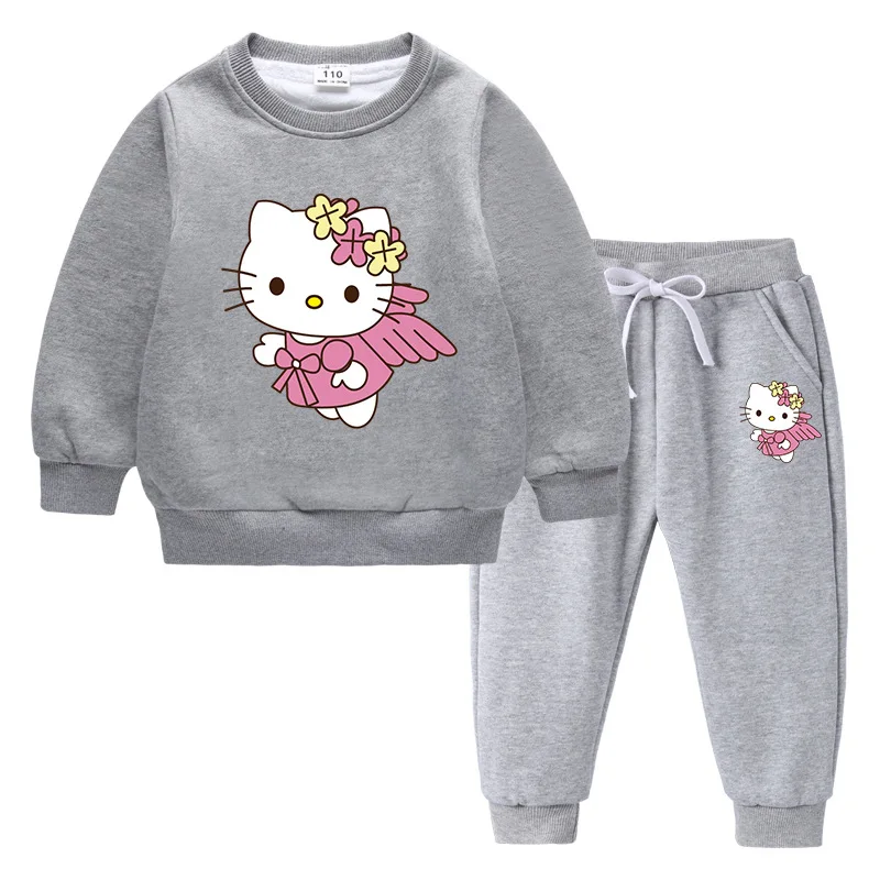thumbnail image 1 of Hello Kitty lindo estampado niños Sudadera con capucha suéter traje más terciopelo grueso cálido niñas invierno de manga larga moda niños ropa, 1 of 5