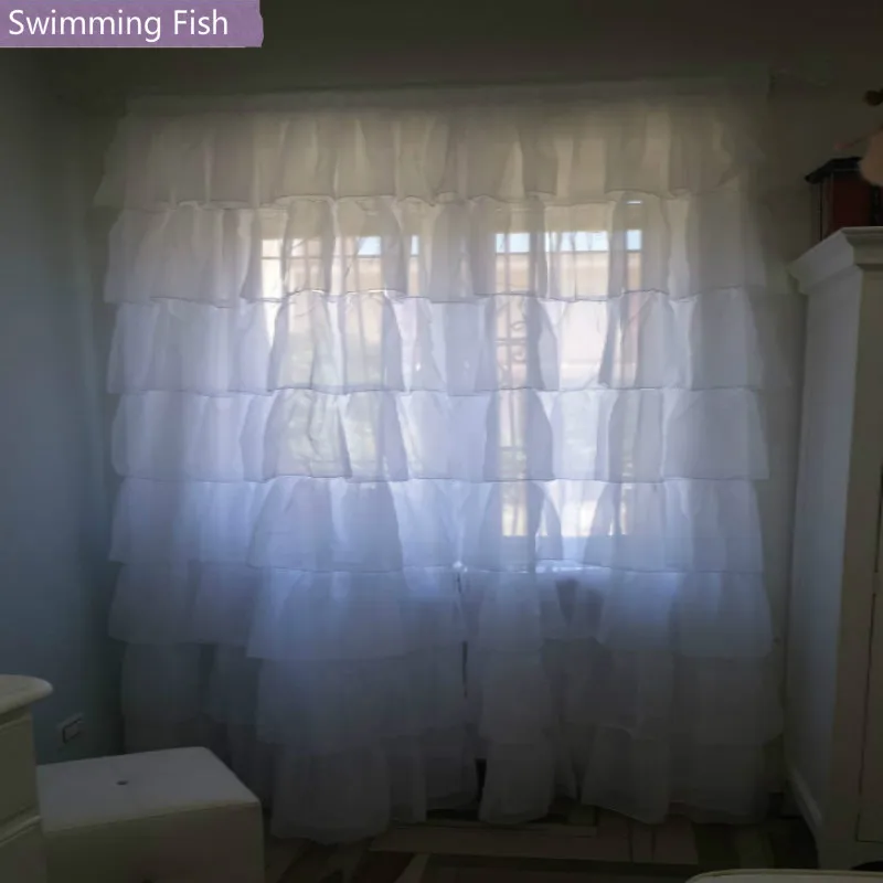Princess Room Curtain Multi-layer Lace Sheer Tulle Semi-shade Window Curtain Blinds Voild Blind Rod Pocket/Hook/Ring