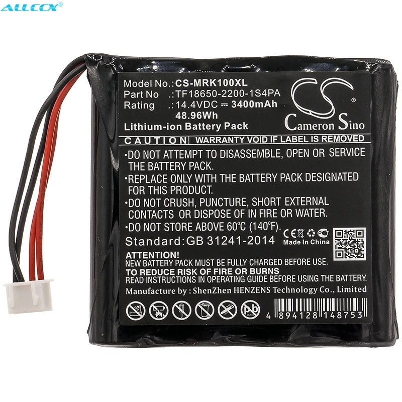 Cameron Sino 3400mAh Battery TF18650-2200-1S4PA for Marshall Kilburn