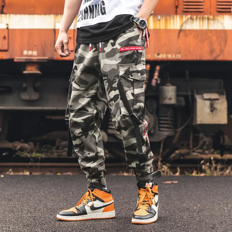 Мужские желтые камуфляжные брюки Уличная Брюки в стиле милитари Jogger Pant хип-хоп Camo Sweat pants Мужские брюки длиной до щиколотки из хлопка - Цвет: color 4