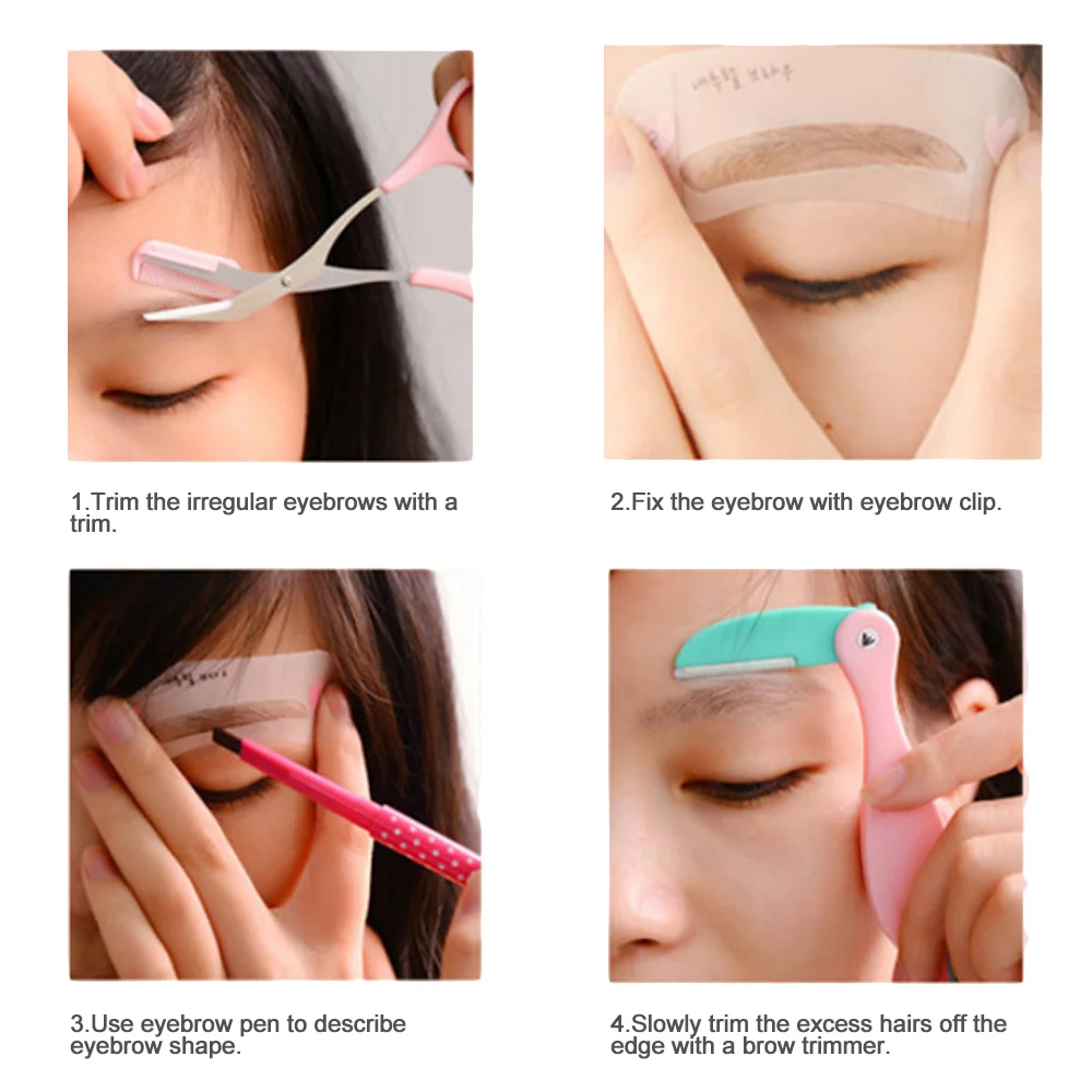 5 цветов карандаш для бровей Набор с ножницами для бровей карта формовочный нож для макияжа начинающих Косметический профессиональный инструмент для обрезки бровей