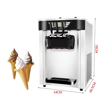 

Color Ice Cream Machine for Restaurants Ice Cream Business Three Heads with Universal Wheels Digital Control System