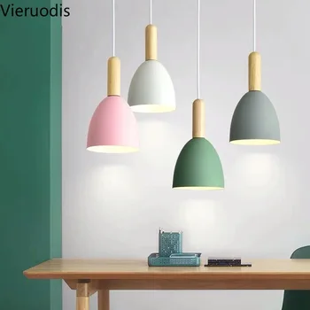 

Modern Natural Led Lights Nordic Macaron Log Style Hanging Lamp for Restaurant Dining Room Foyer Small Simple Luminaire Pendant
