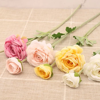

Beautiful Rose Silk Artificial Flowers Long Branch Bouquet Hotel Store Door Decoration White Fake Flowers Wedding Home Decor