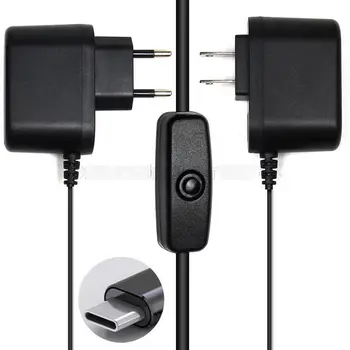 

200pcs/lot High-quality Power Adapter For Raspberry Pi 4 Generation 4B 5V 3A Type-C With Switch Button Charger