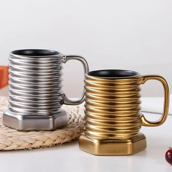 

Ceramic Screw Mug Nordic Creative Water Cup High Temperature Resistance Office Coffee Cup With Spoon Heat Safe Ceramic Mug