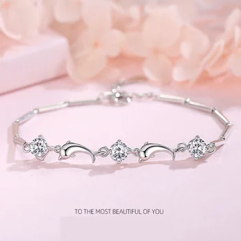 

Dolphin Bracelet S925 Sterling Silver Simple Niche Design Fish Jewelry Women