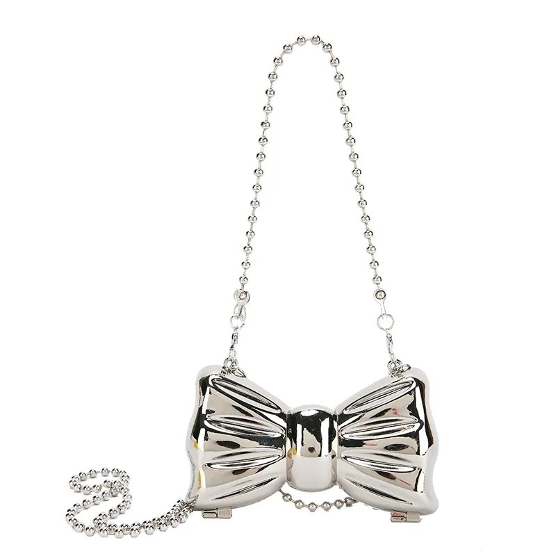 Metal Mini Bow Crossbody Bags For Women Fashion Silver Gold Shoulder Bag Women Bags Clutch Bag Lipstick Purses Coin shoulder bags