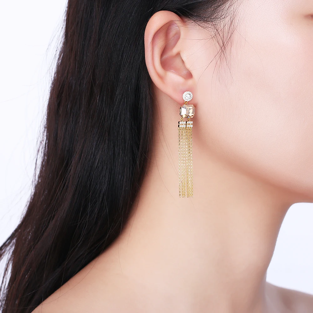 Серьги-подвески из стерлингового серебра с длинной кисточкой, кристаллов Swarovski, висячие серьги для женщин, модное ювелирное изделие, подарок