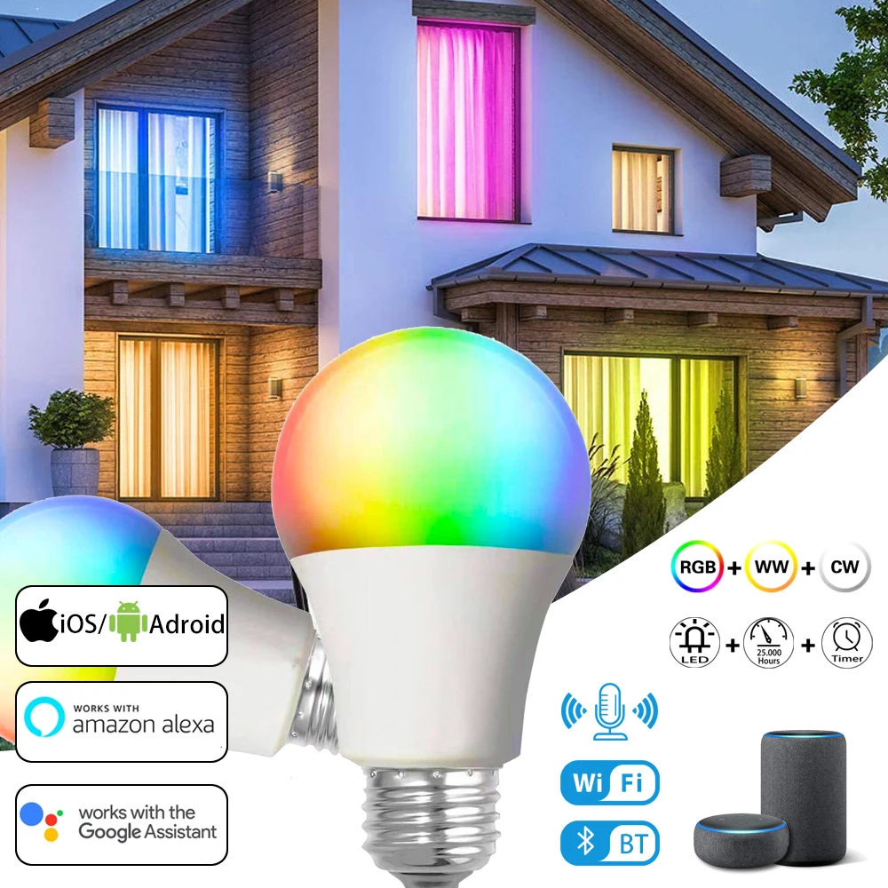 Умная Bluetooth-лампа E27 B22 приглушаемая лампа с Wi-Fi дистанционным управлением через