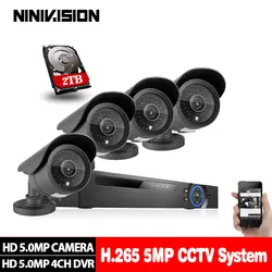 Безопасности Камера Системы 4ch CCTV система DVR безопасности Системы 4CH 2 ТБ 4x5,0 Мп безопасности Камера 5.0mp Камера DIY Наборы