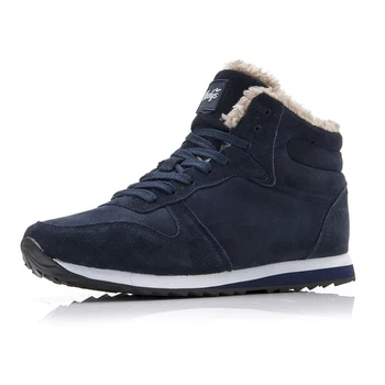 

2019 Men Casual Shoes Winter Warm Boots Cotton Plush Snow Boots New Arrival Flock Lace Up Man Footwear